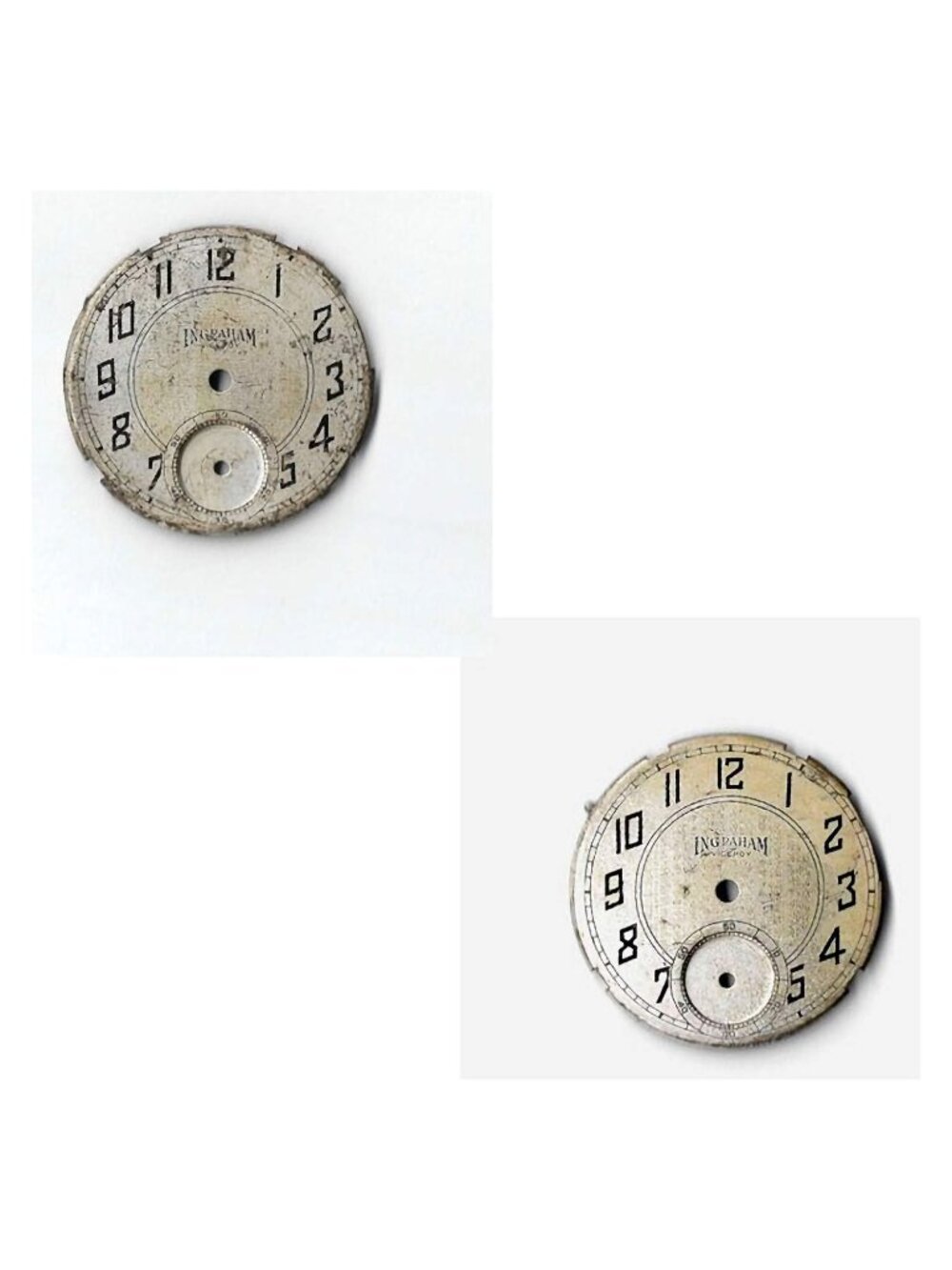 2 Metal Ingraham Viceroy Pocket Watch Faces Dials Steampunk Mixed Media Jewelry